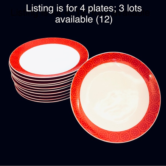4 Winterling Bavaria Lunch Salad Plates 7.75" Red Orange MCM Floral Daisy 60s - Picture 8 of 16